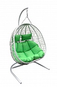 Кресло подвесное двойное Flora арт.D40-МТ002 цв.корзины белый, цв.подушки салатовый